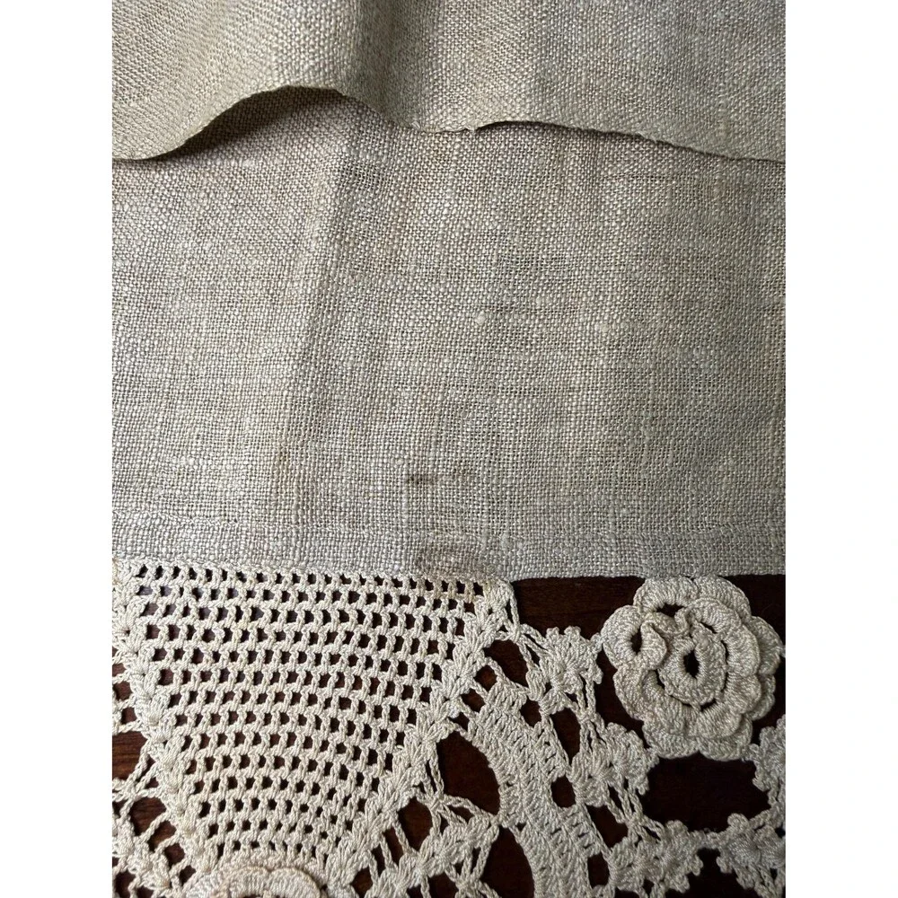 Vintage Crochet Table Runner, 75 Inch Floral Lace Dresser Scarf